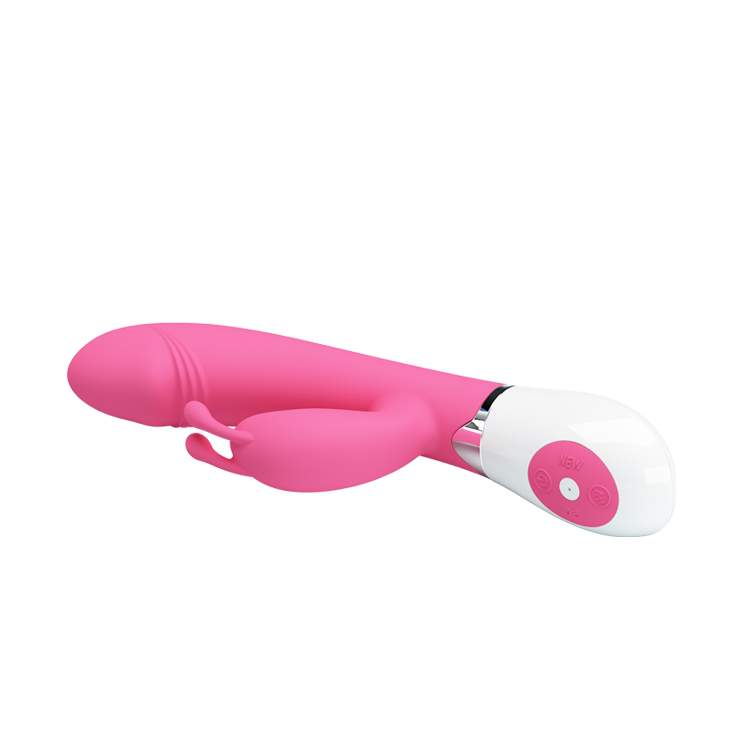 Różowy silikonowy wibrator w postaci króliczka