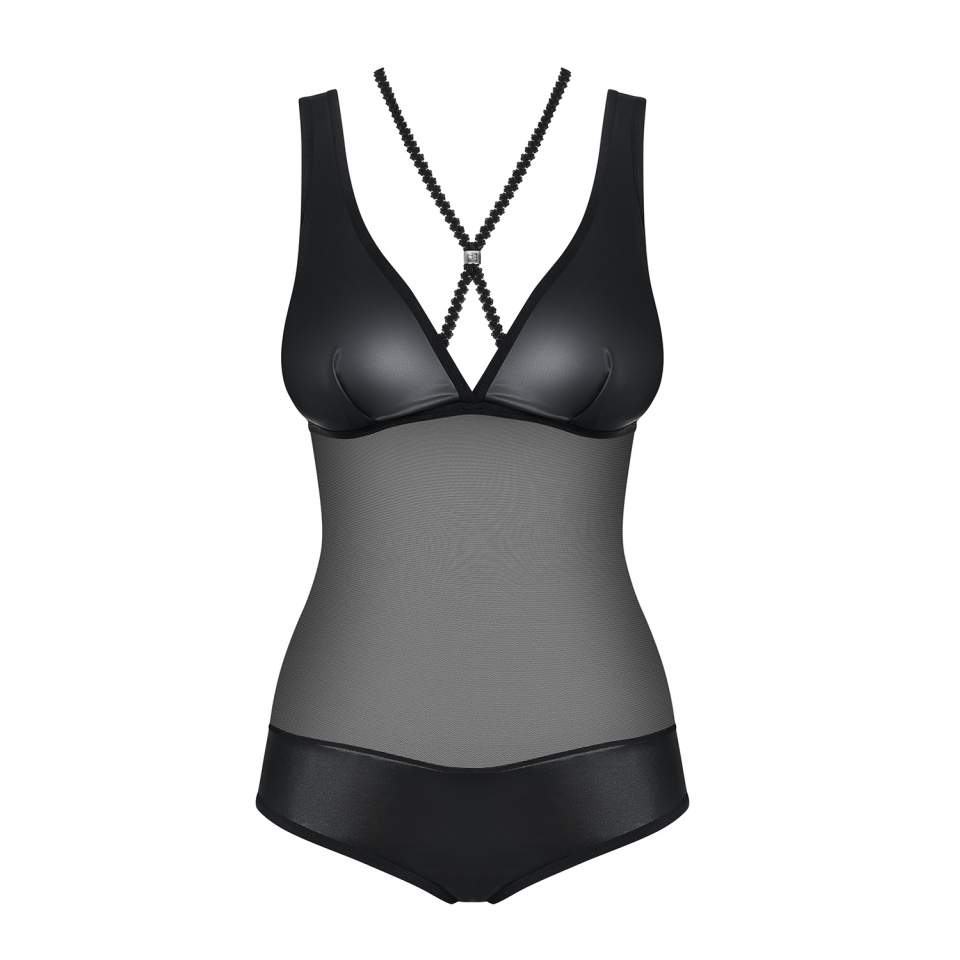 Czarne body Obsessive Leatheria w stylu „wet look”