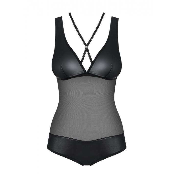 Czarne body Obsessive Leatheria w stylu „wet look”