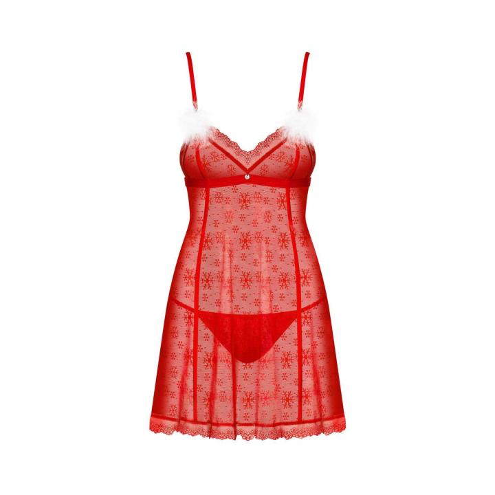 Seksowna czerwona babydoll i stringi z kolekcji Obsessive Claussica