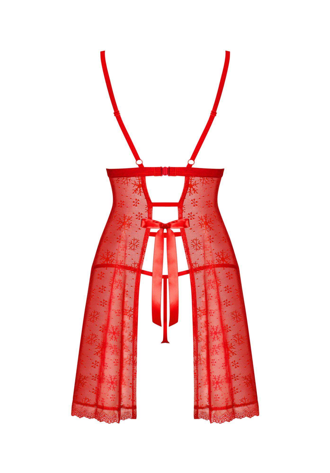 Seksowna czerwona babydoll i stringi z kolekcji Obsessive Claussica
