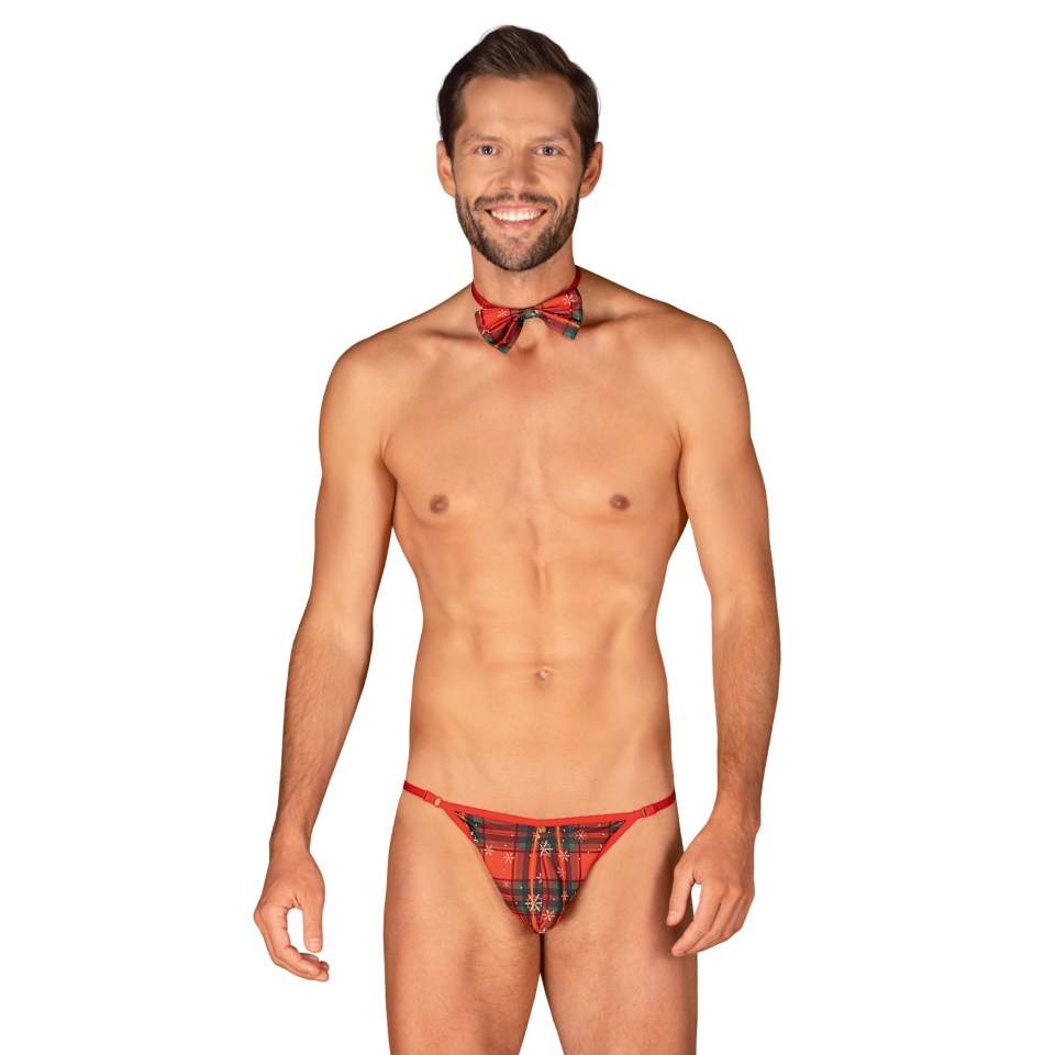 Komplet Mr Merrilo stringi i mucha z motywem świątecznym