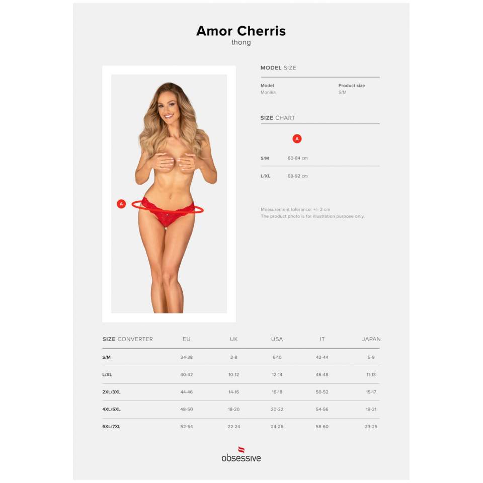 Koronkowe czerwone stringi Obsessive Amor Cherris