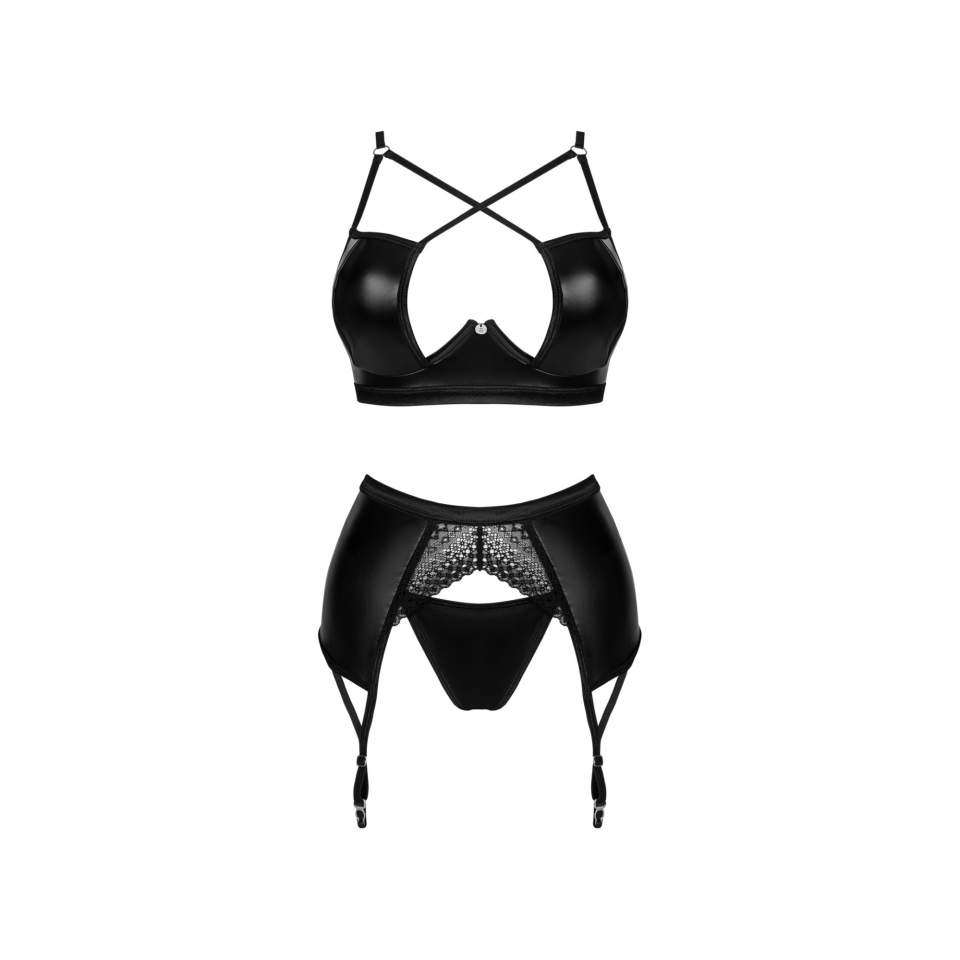 Drapieżny czarny komplet 3-częściowy Obsessive Norides