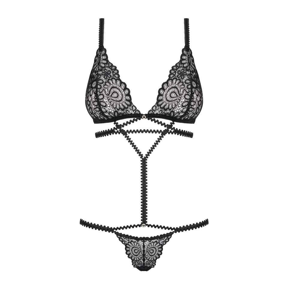 Czarne body Obsessive Mixty z seksownymi paskami