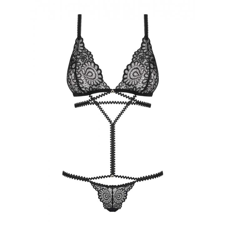 Czarne body Obsessive Mixty z seksownymi paskami