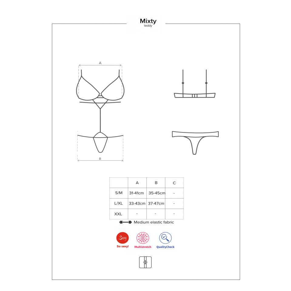 Czarne body Obsessive Mixty z seksownymi paskami