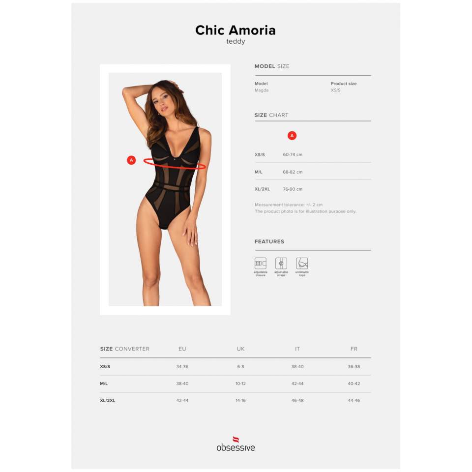 Luksusowe czarne body Obsessive Chic Amoria