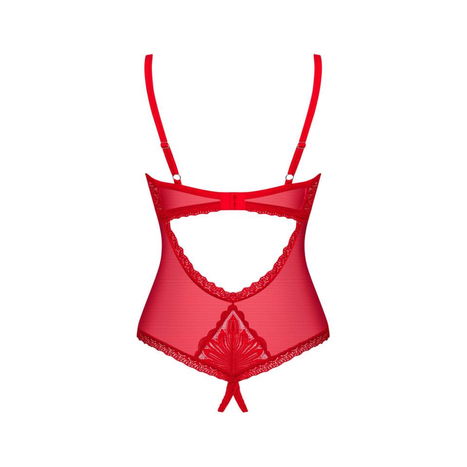 Koronkowe czerwone body otwarte Obsessive Chilisa