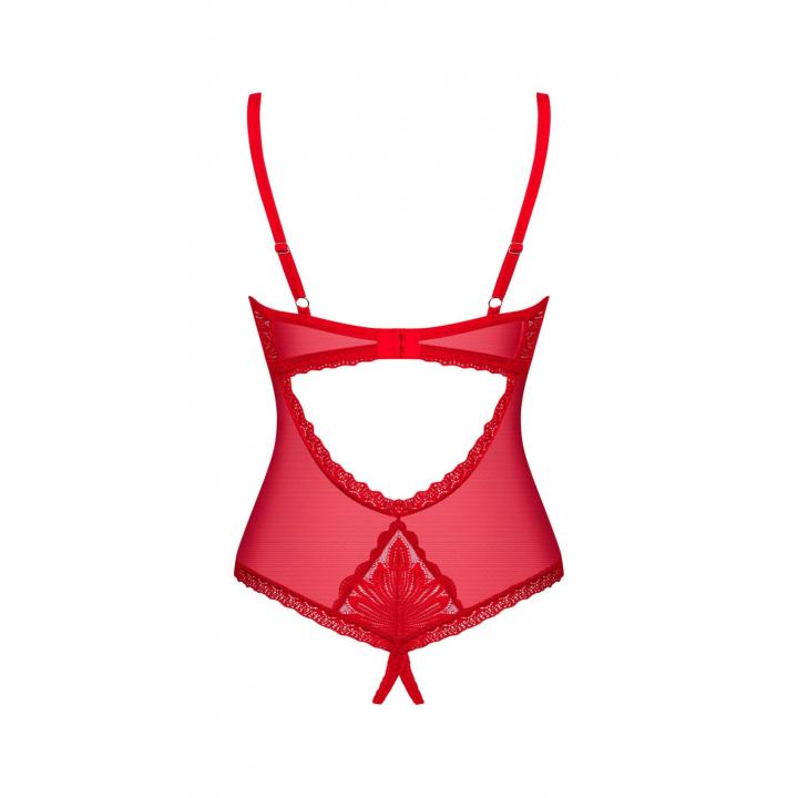 Koronkowe czerwone body otwarte Obsessive Chilisa