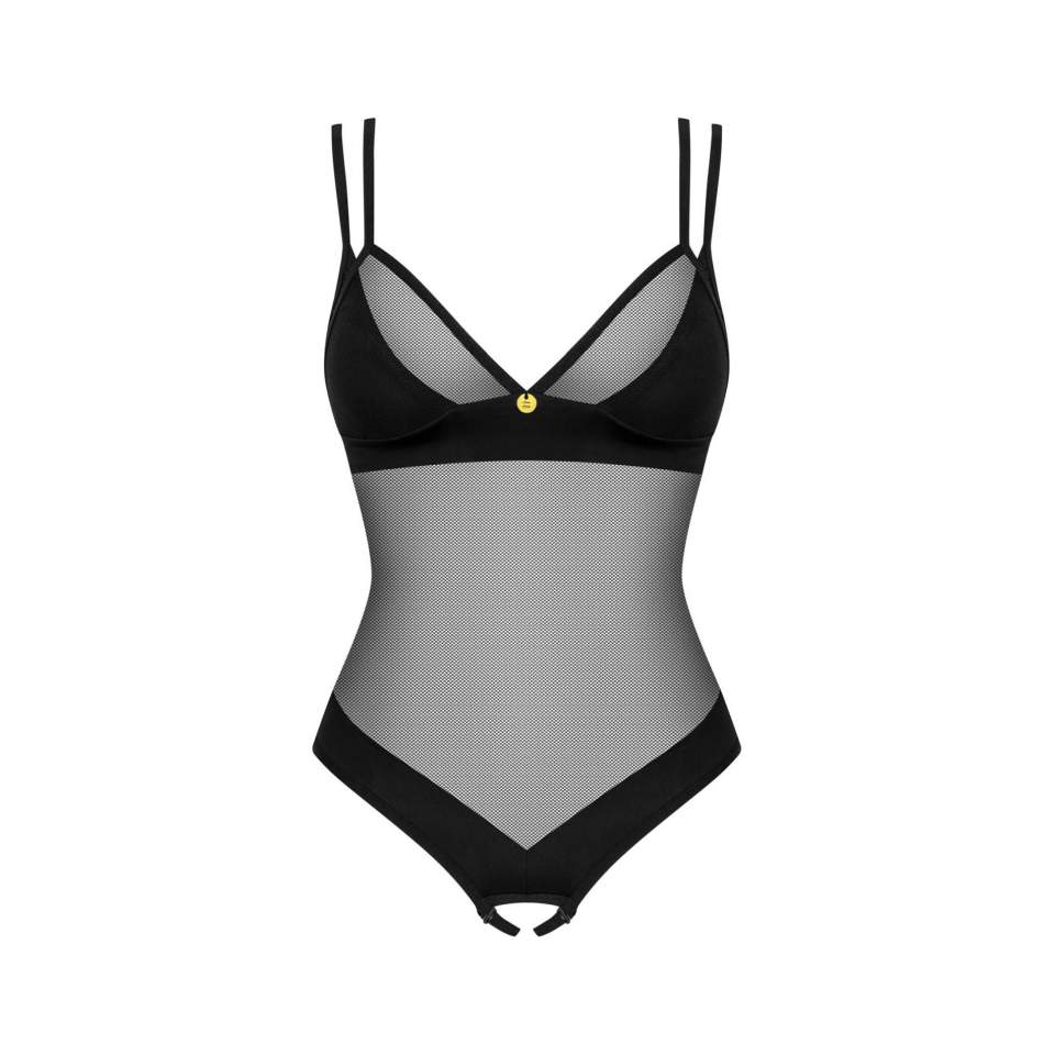 Prześwitujące czarne body otwarte Obsessive Nesari