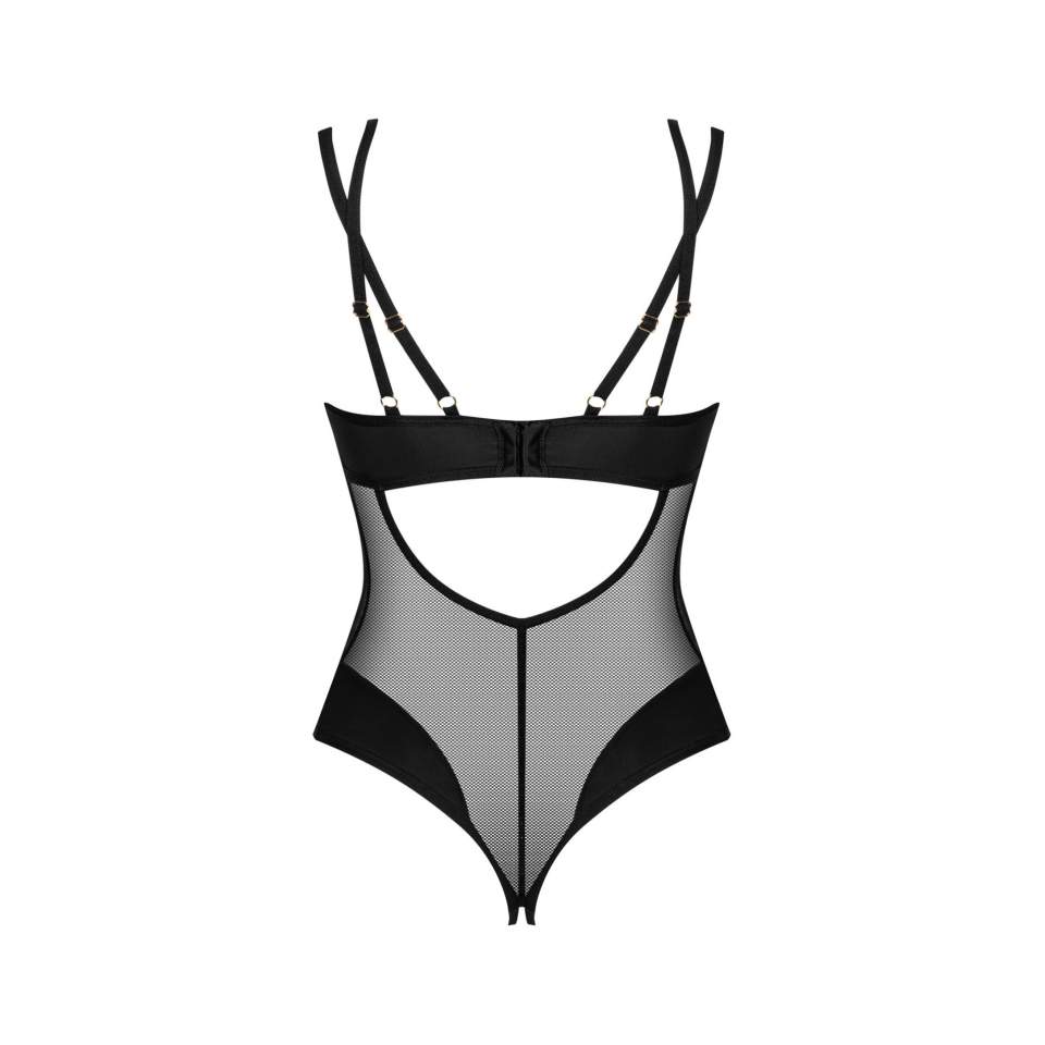 Prześwitujące czarne body otwarte Obsessive Nesari