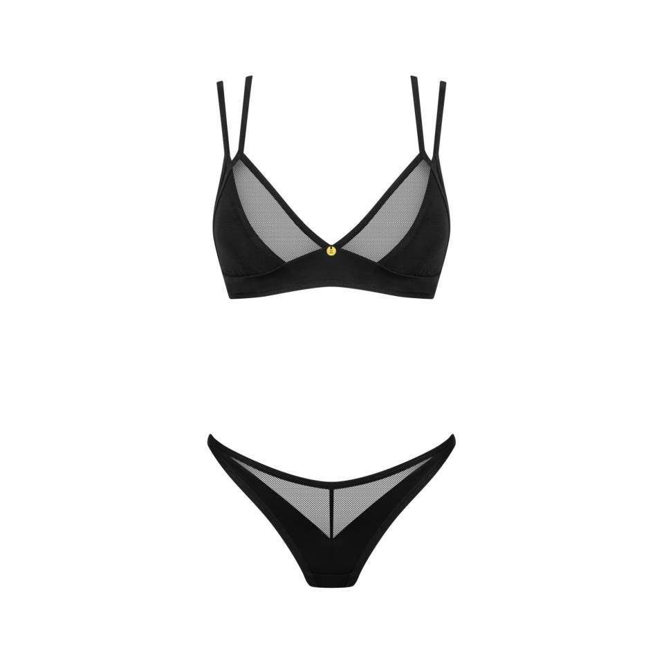 Prześwitujący czarny komplet 2-częściowy Obsessive Nesari