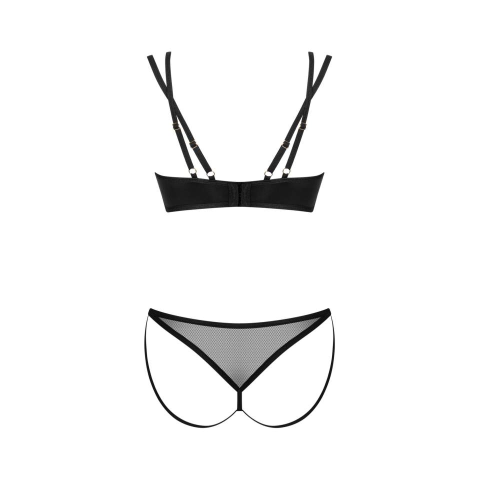 Prześwitujący czarny komplet 2-częściowy Obsessive Nesari