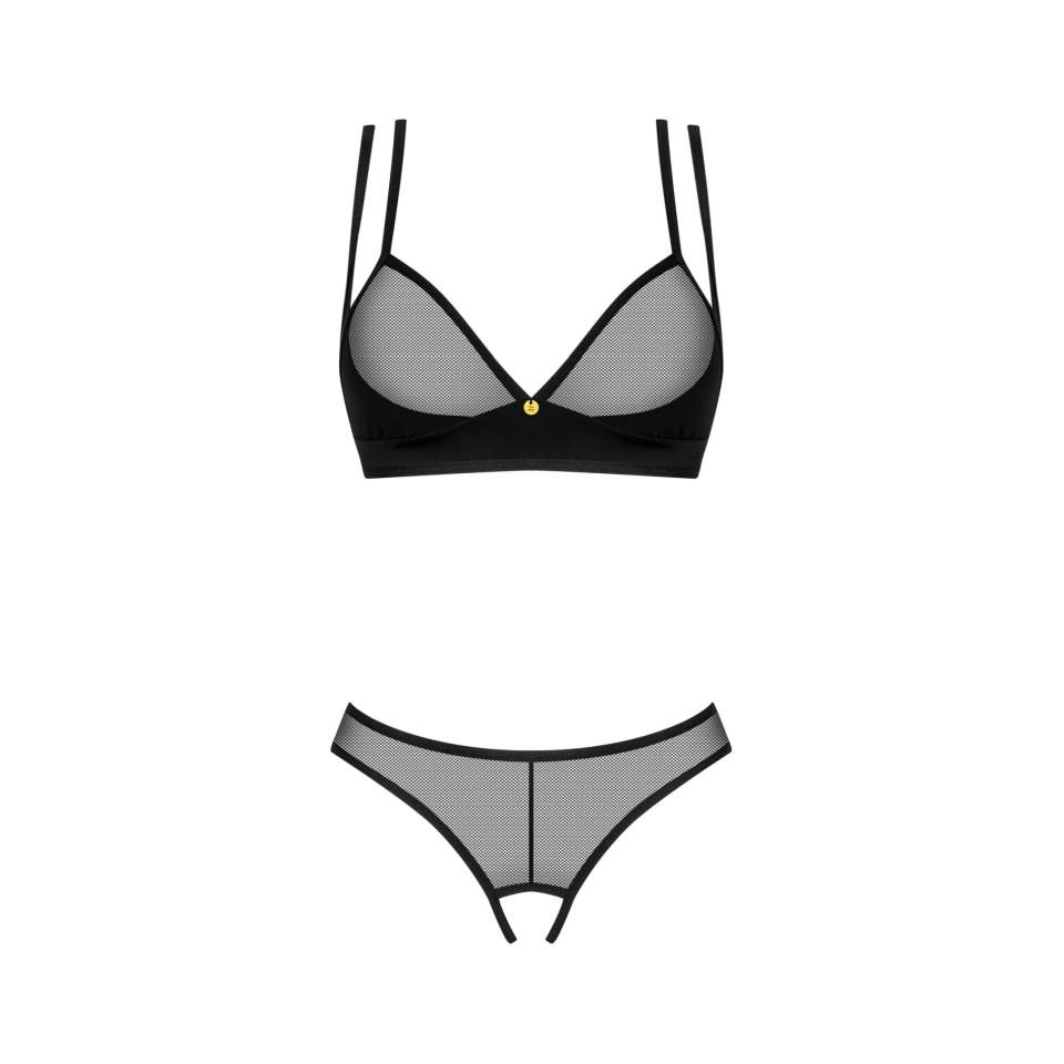 Prześwitujący czarny otwarty komplet 2-częściowy Obsessive Nesari