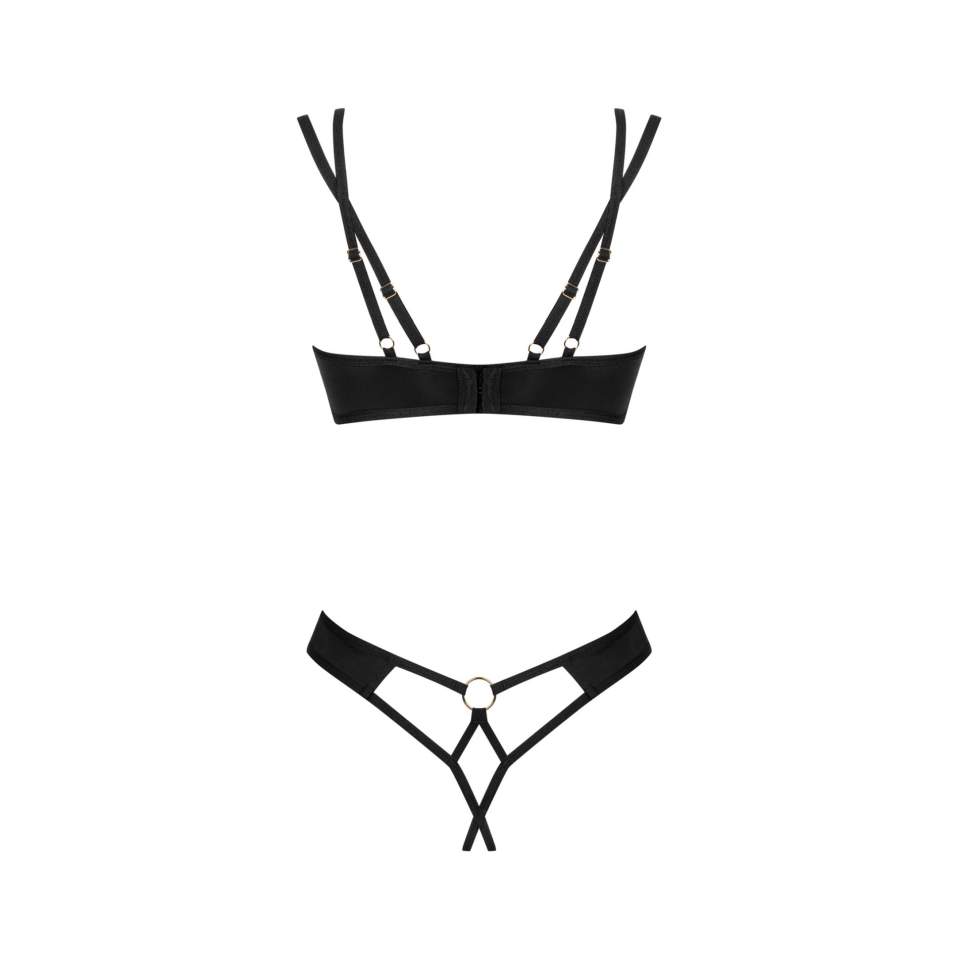 Prześwitujący czarny otwarty komplet 2-częściowy Obsessive Nesari