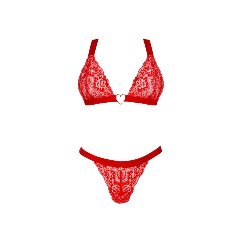 Seksowny czerwony 2-częściowy komplet Obsessive Elianes
