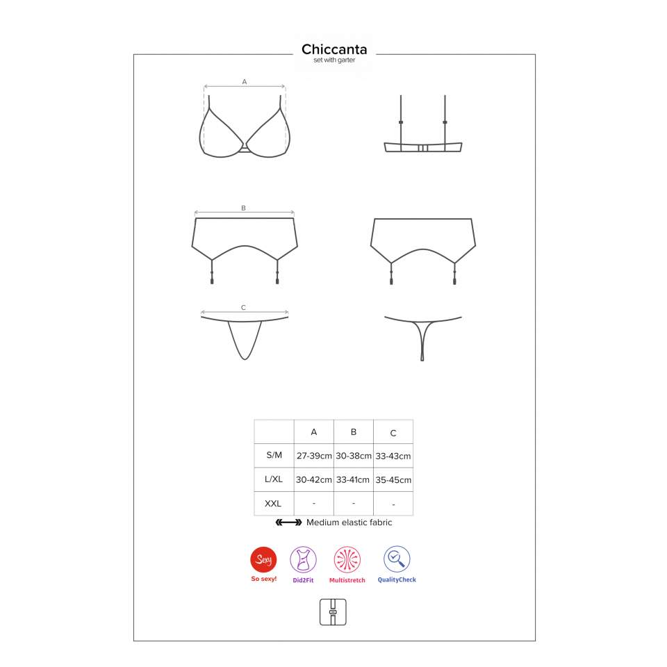 Delikatny trzyczęściowy czarny komplet Obsessive Chiccanta