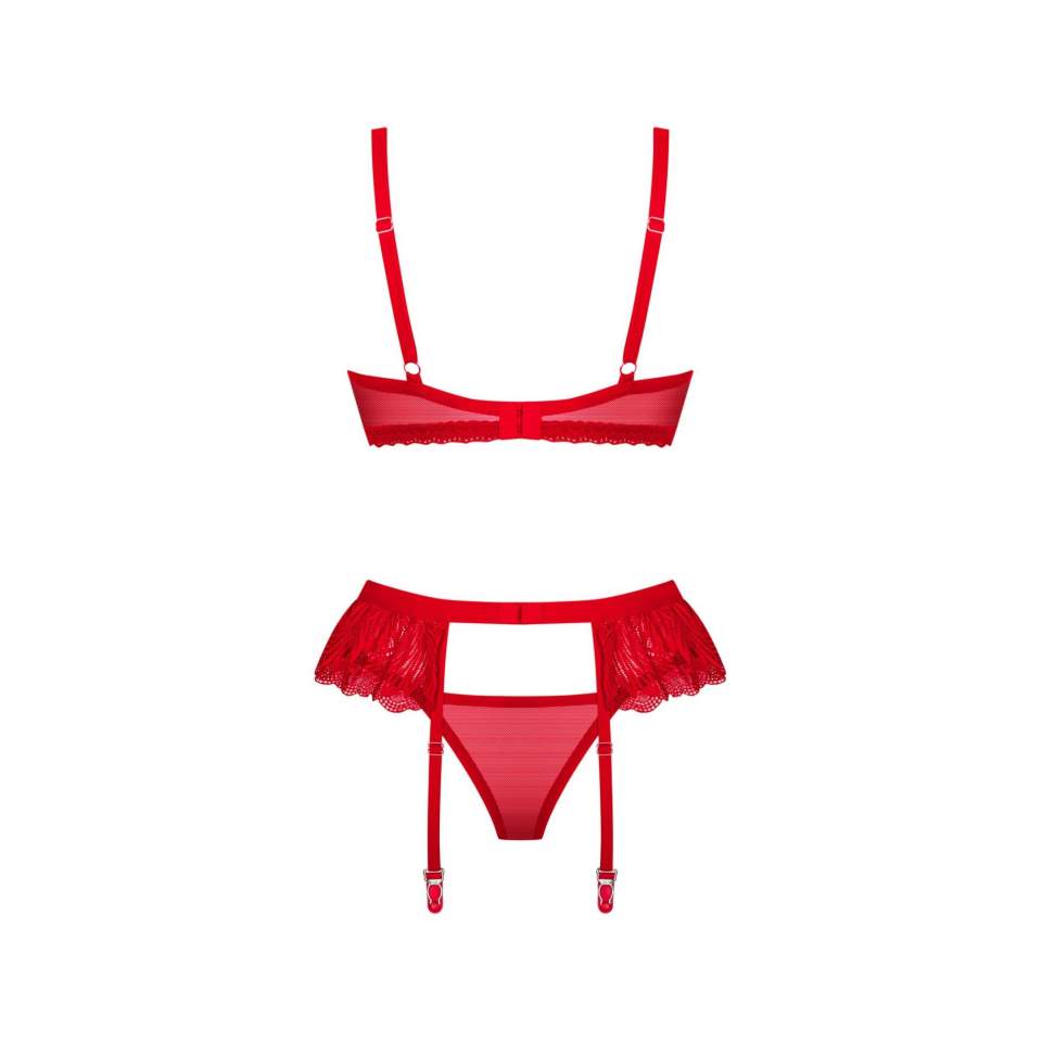 Seksowny czerwony 3-częściowy komplet Obsessive Chilisa