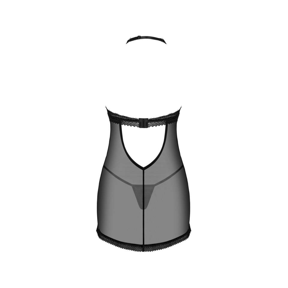 Prześwitujaca czarna koszulka ze ztringami Obsessive Medilla