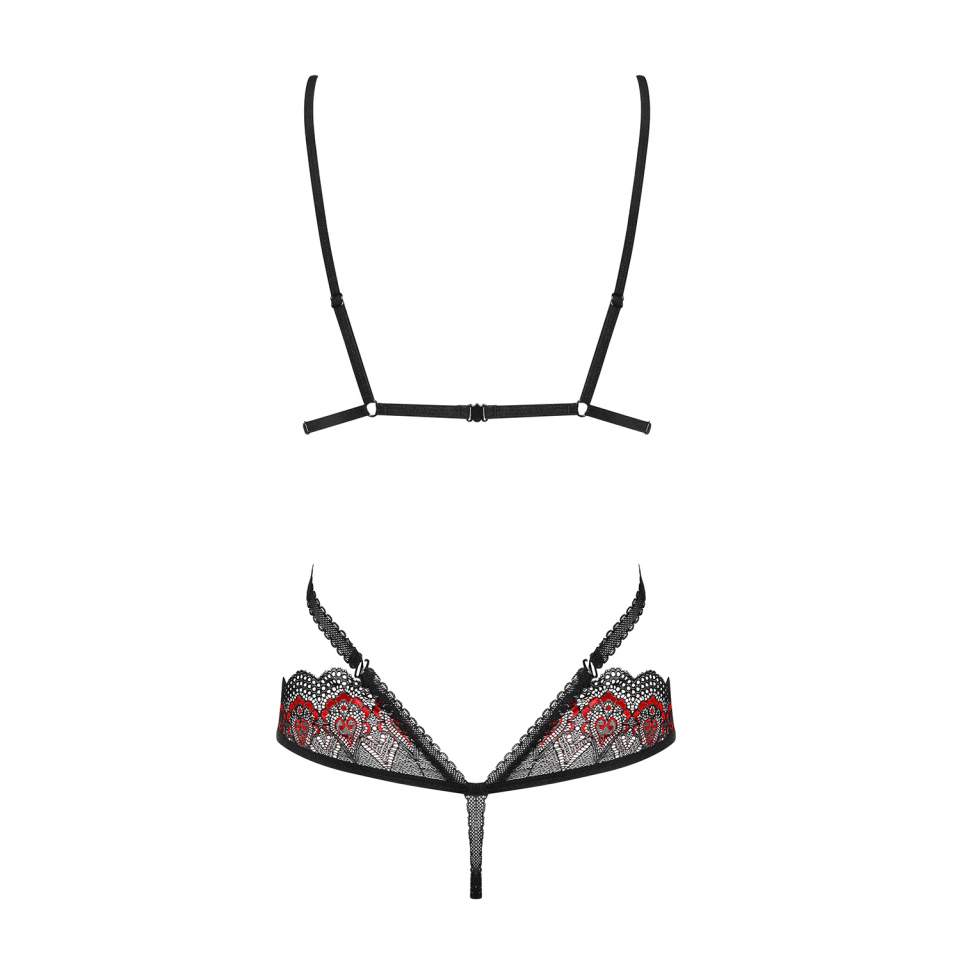 Body Obsessive Megies czarne z czerwonymi aplikacjami