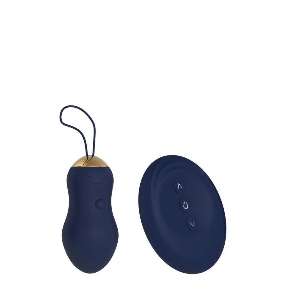 Granatowe silikonowe jajko wibrujące sterowane pilotem