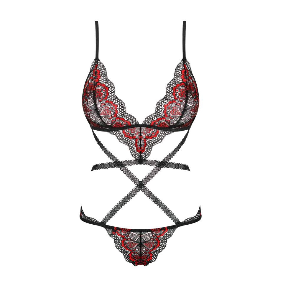 Body Obsessive Megies czarne z czerwonymi aplikacjami