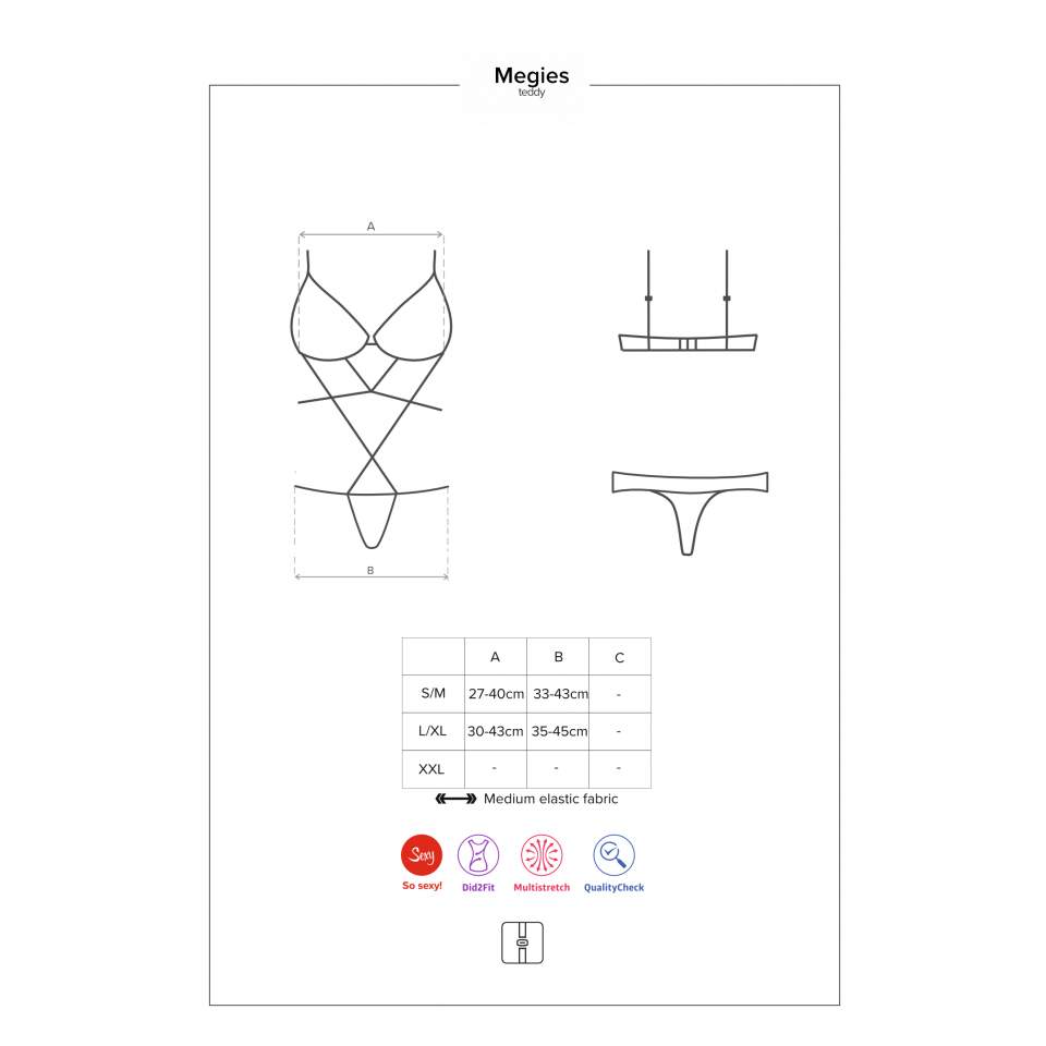 Body Obsessive Megies czarne z czerwonymi aplikacjami