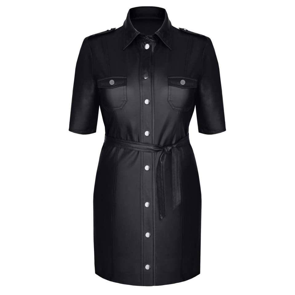 Jednoczęściowa czarna sukienka w stylu mundurowym Demoniq Liese