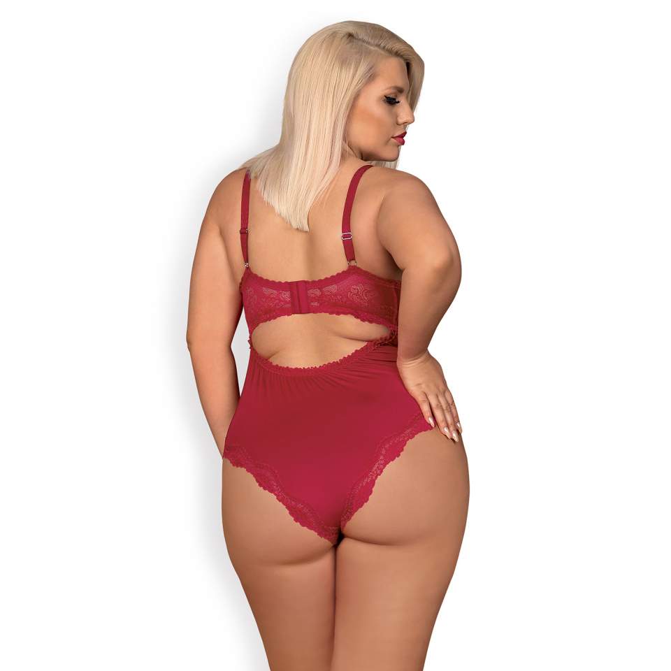 Czerwone body Obsessive Rosalyne z pięknym tyłem