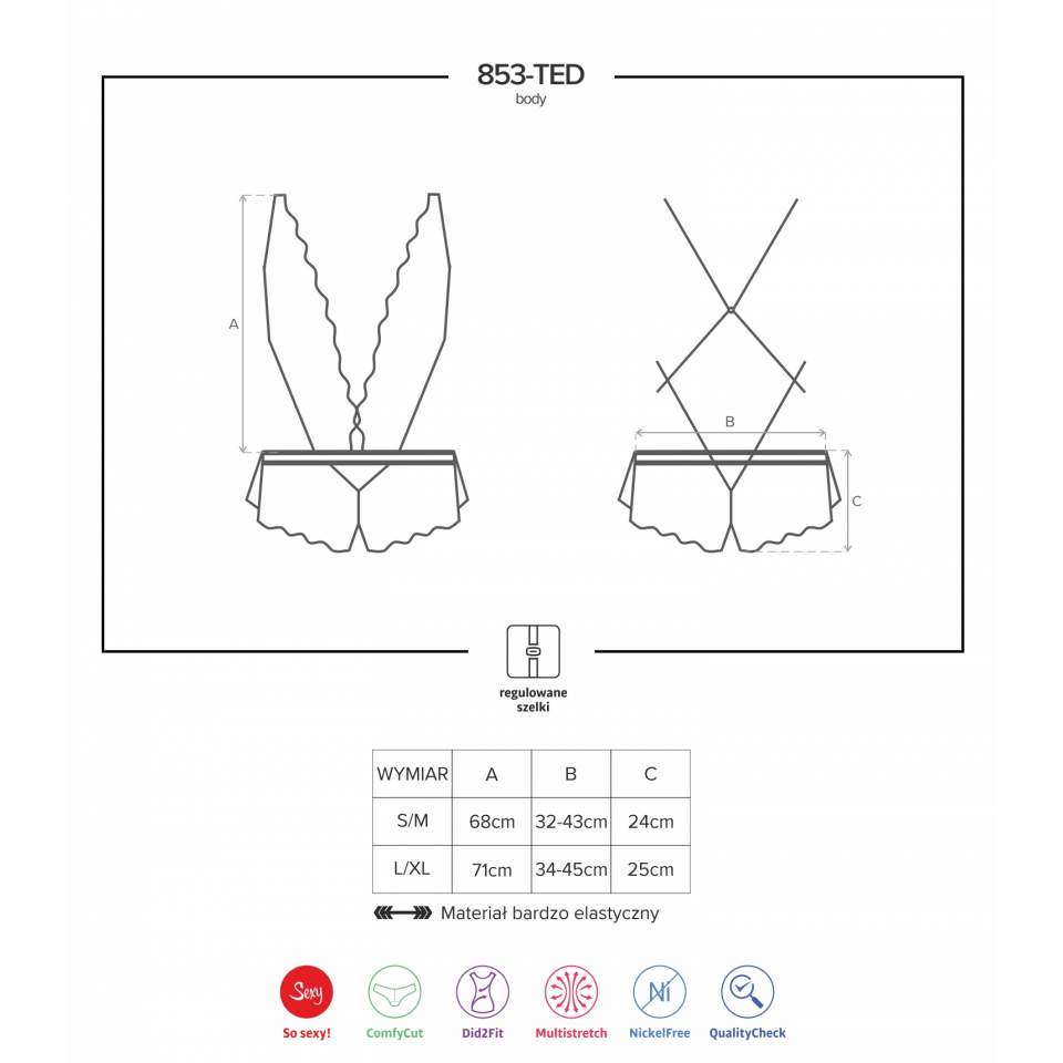 Body Obsessive 853-TED-2 z białej koronki