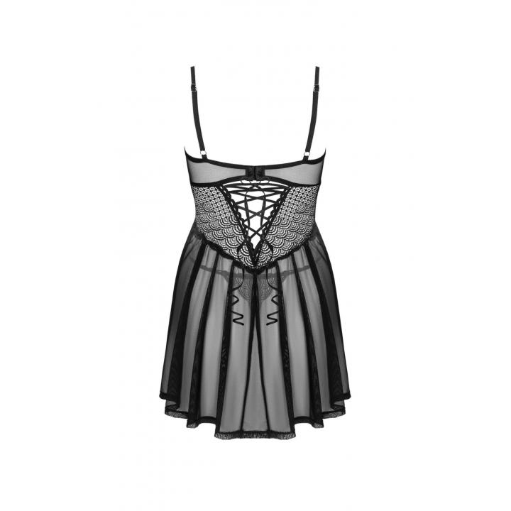 Namiętny czarny babydoll ze stringi Obessive Chemeris