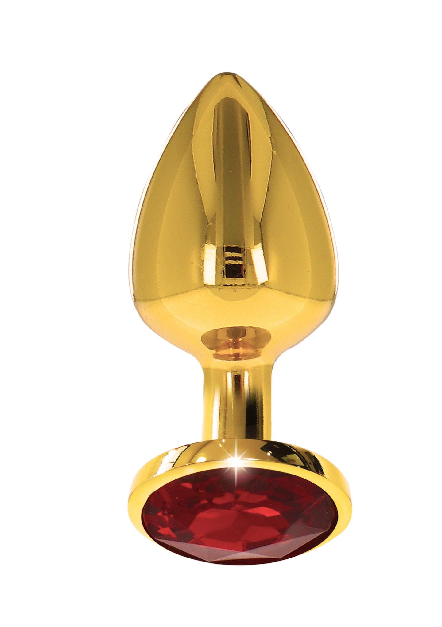 Elegancki złoty korek z czerwonym kryształkiem- rozmiar L