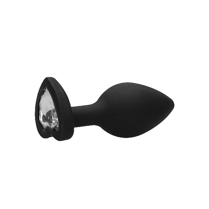 Silikonowy ekskluzywny czarny korek z diamencikiem w kształcie serduszka