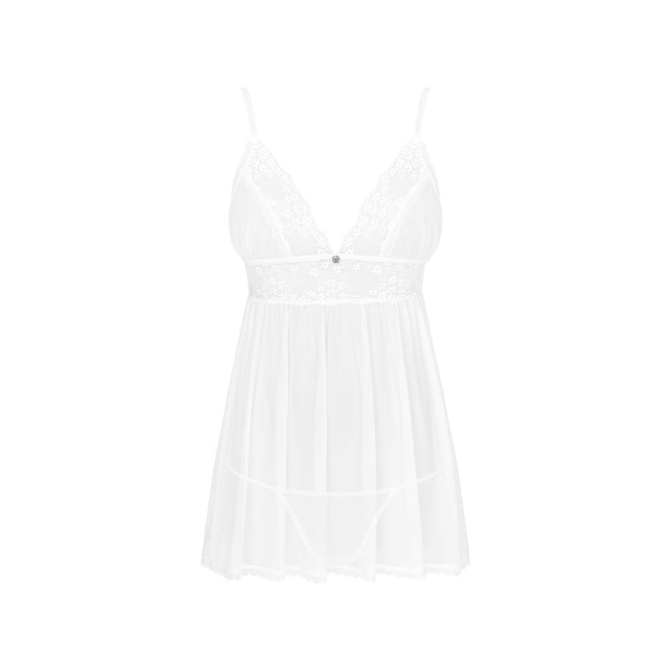 Biała przeźroczysta koronkowa koszulka babydoll Obsessive Heavenlly