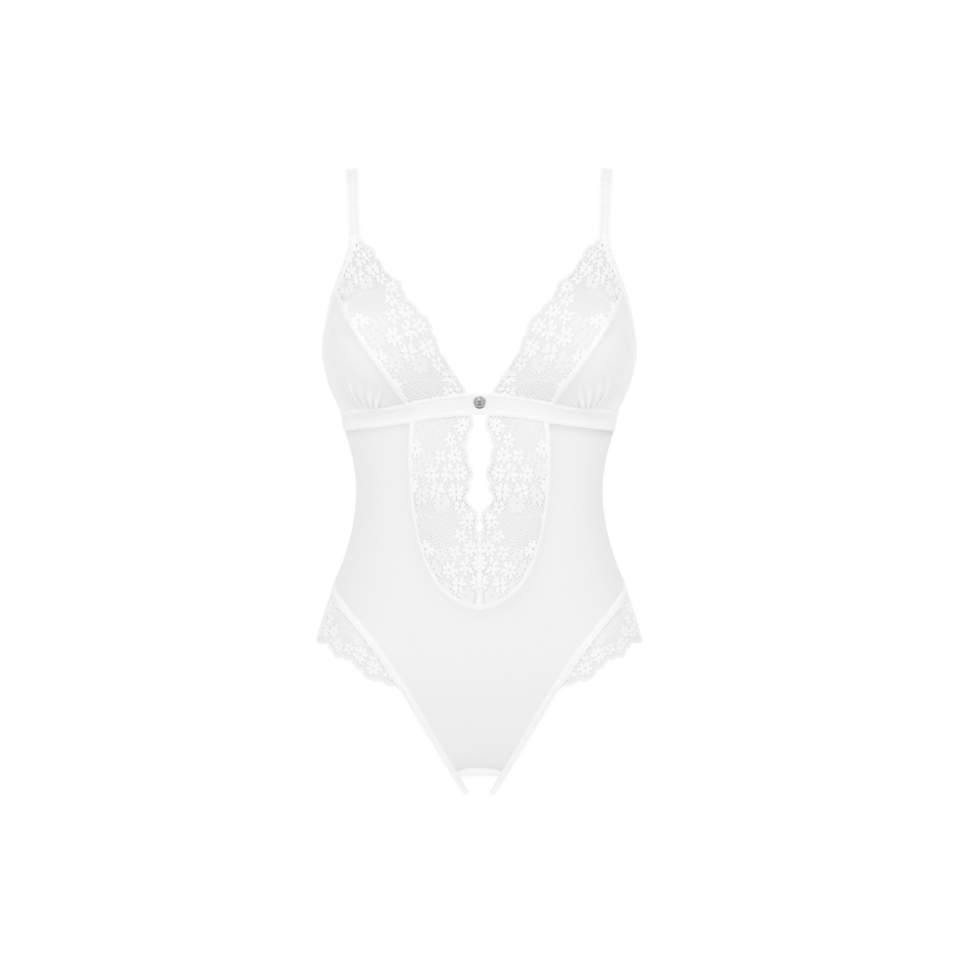 Białe przeźroczyste body otwarte Obsessive Heavenlly