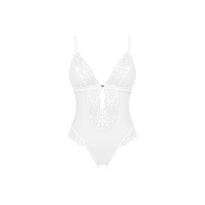 Białe przeźroczyste body otwarte Obsessive Heavenlly