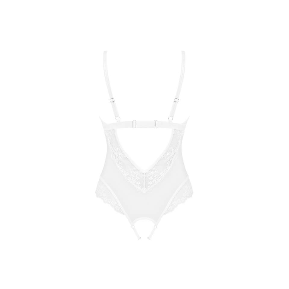 Białe przeźroczyste body otwarte Obsessive Heavenlly