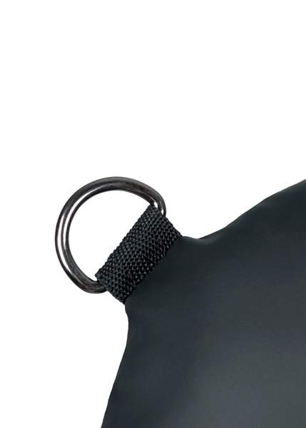 Czarny temblak z poduszką pod szyję i kajdankami na kostki