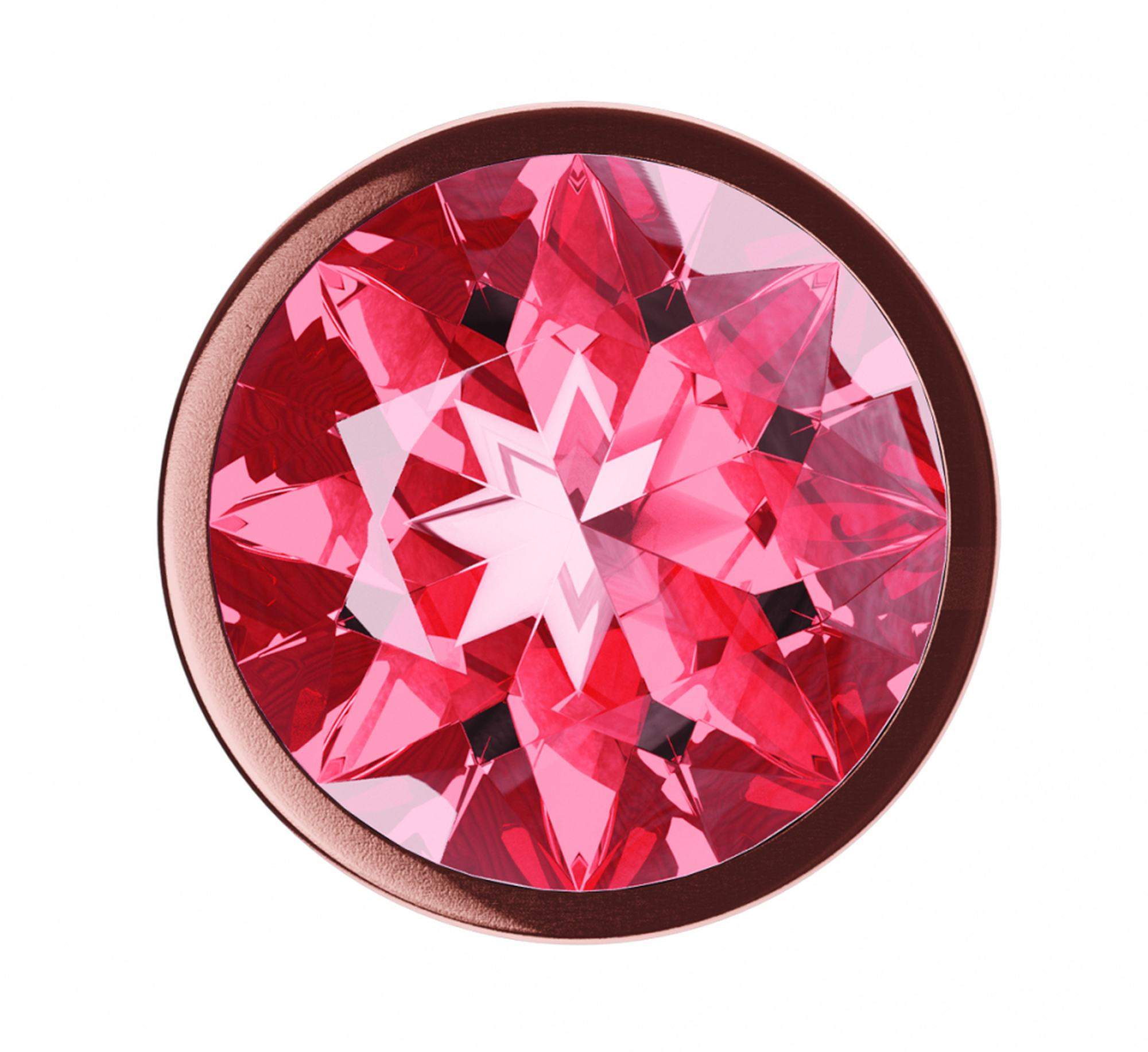 Korek analny w kolorze różowego złota z diamencikiem czerwonym- rozmiar S