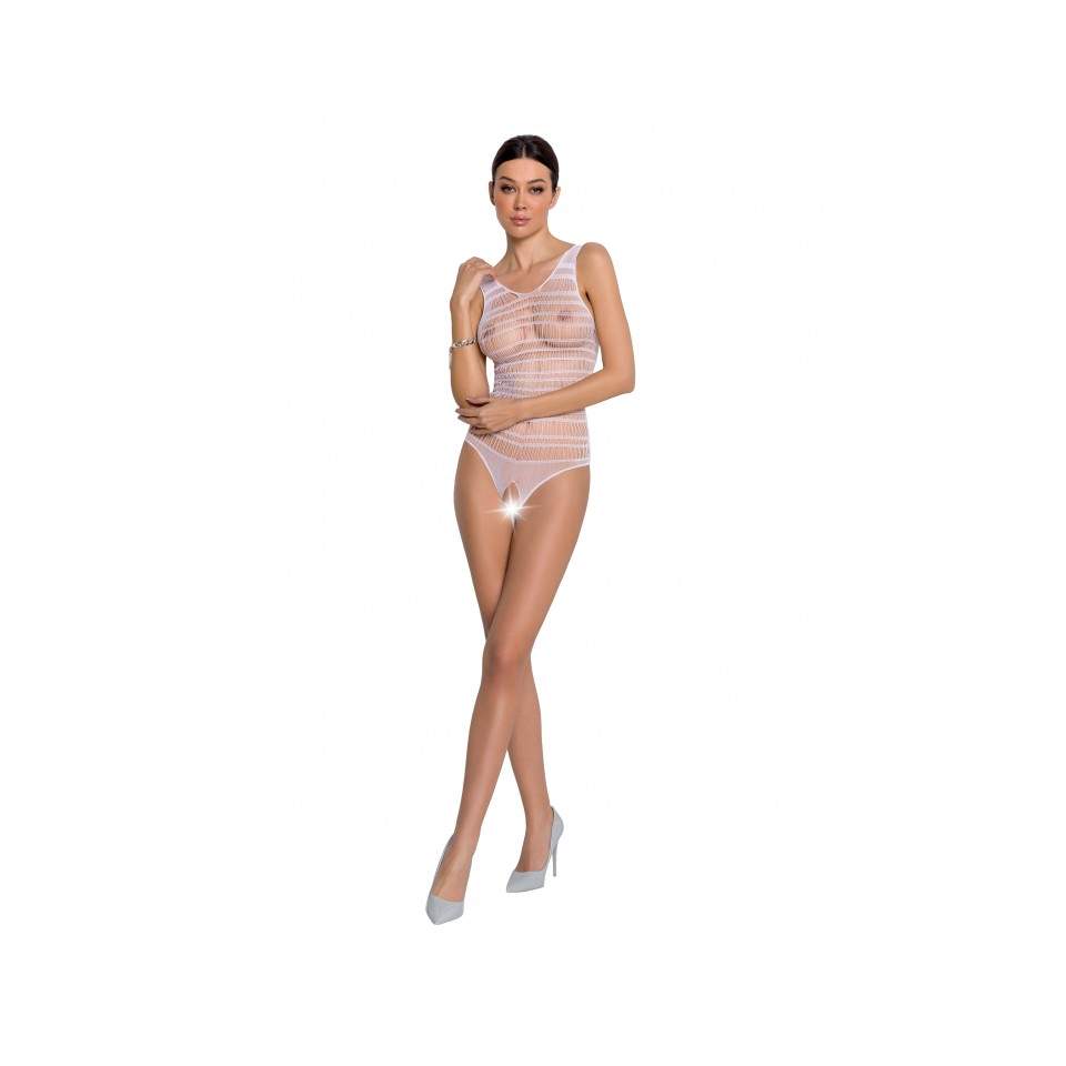 Białe otwarte body siateczkowe Passion BS086