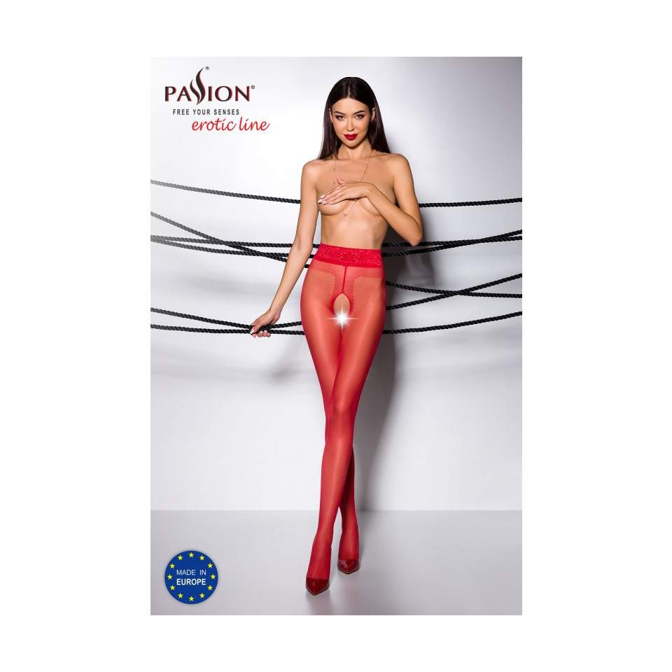 Czerwone rajstopy z wycięciem Passion Tiopen 001