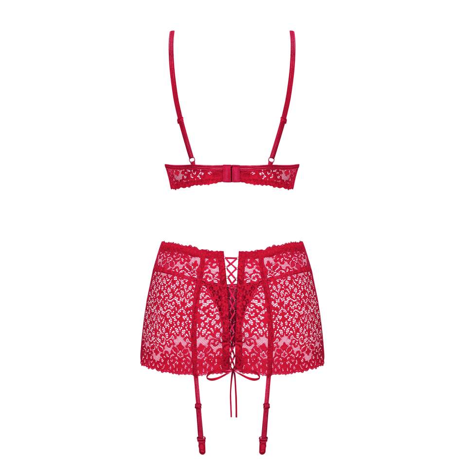 Czerwony 3-częściowy komplet Obsessive Lividia