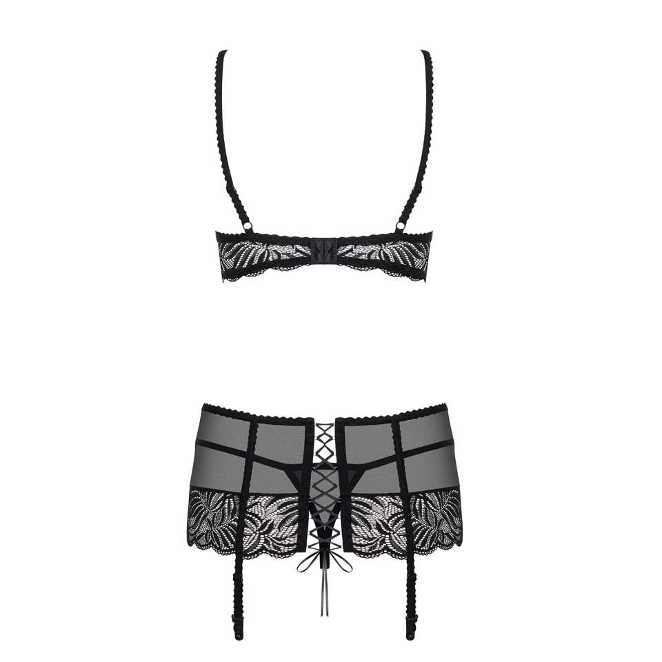 Luksusowy czarny trzyczęściowy komplet Obsessive Contica