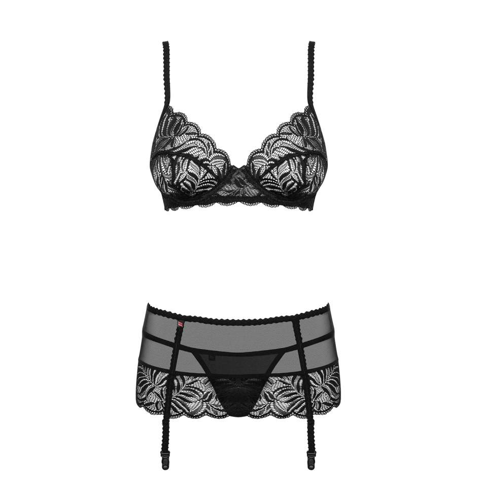 Luksusowy czarny trzyczęściowy komplet Obsessive Contica