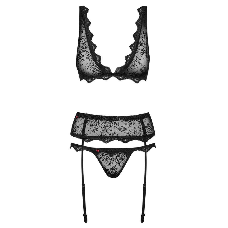 Czarny trzyczęściowy komplet Obsessive Emperita 