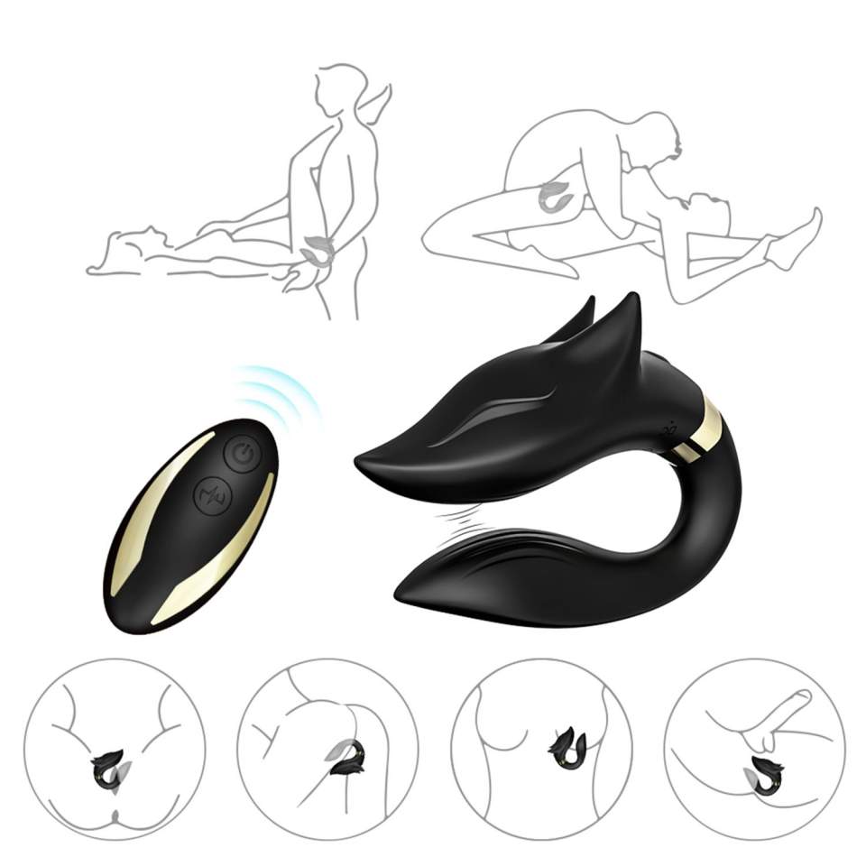 Wibrator dla par silikonowy w kształcie liska, ekskluzywny