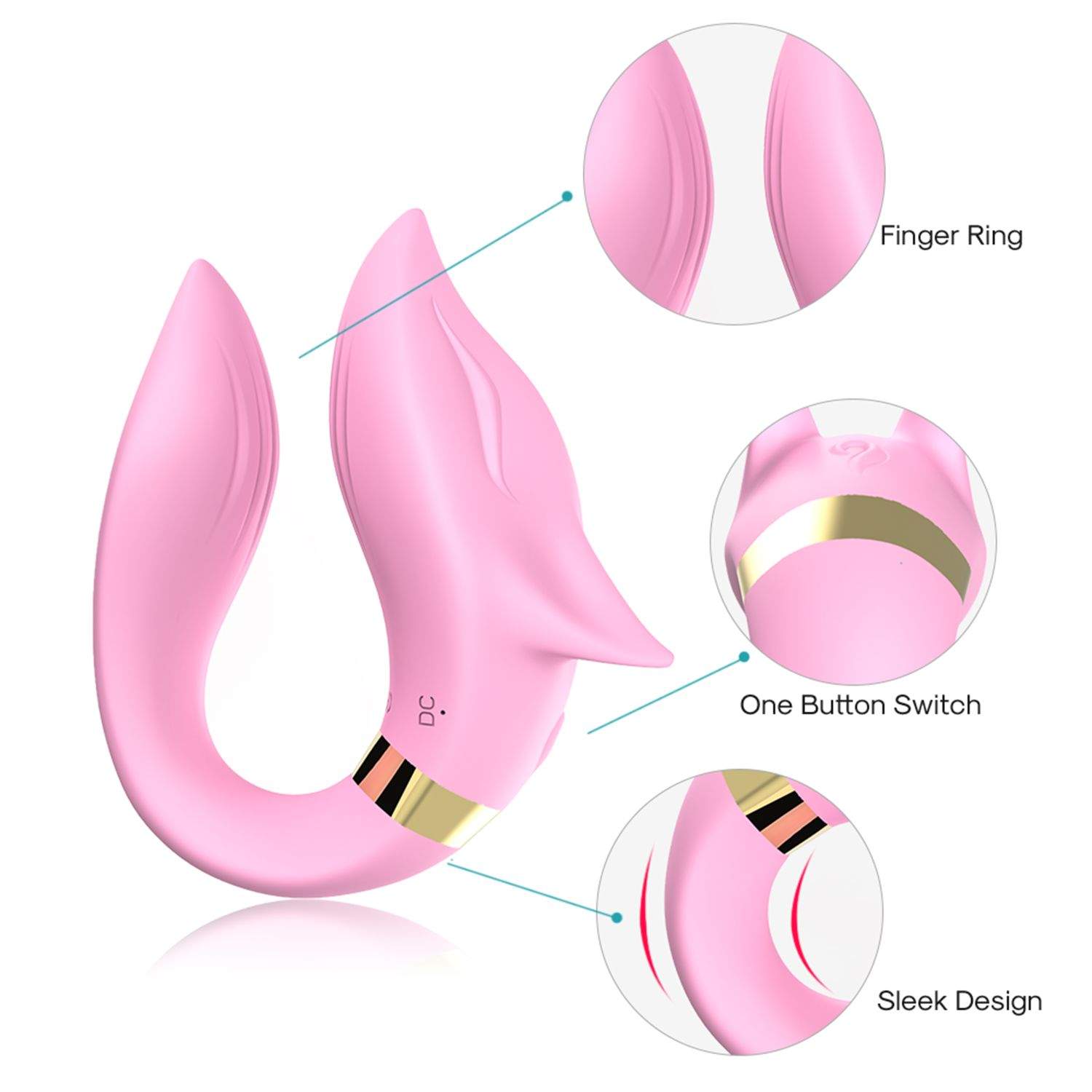 Ekskluzywny wibrator dla par- silikonowy, różowy w kształcie liska