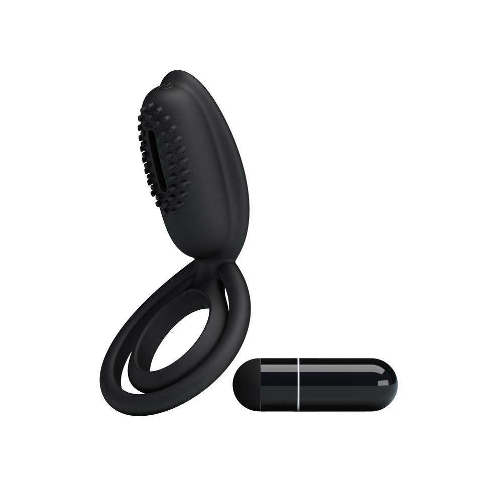 Pierścień wibrujący, czarny, silikonowy i wodoodporny