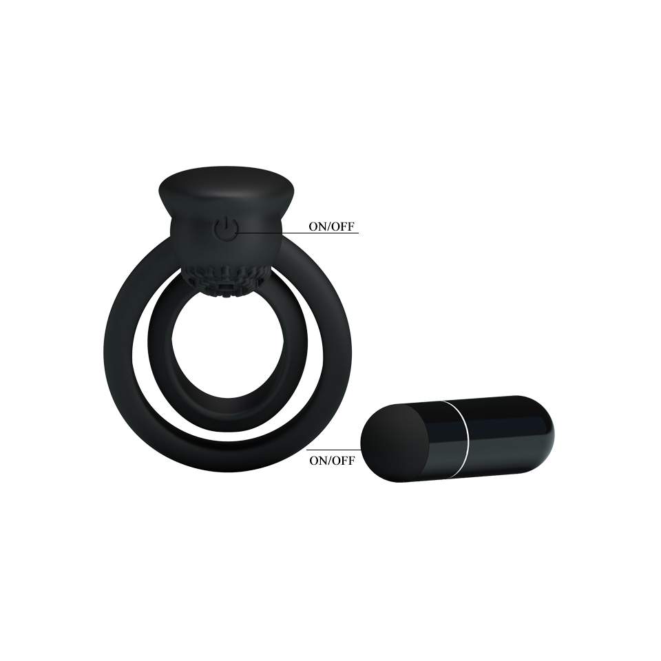 Pierścień wibrujący, czarny, silikonowy i wodoodporny